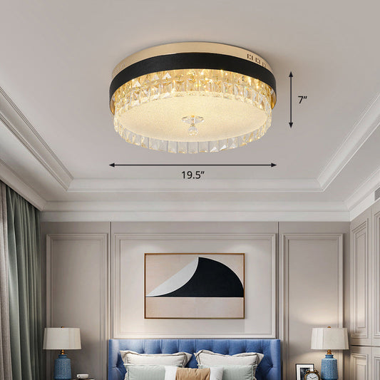 Minimalist LED Ceiling Light with Crystal Shade - Clear Flush Mount for Bedrooms