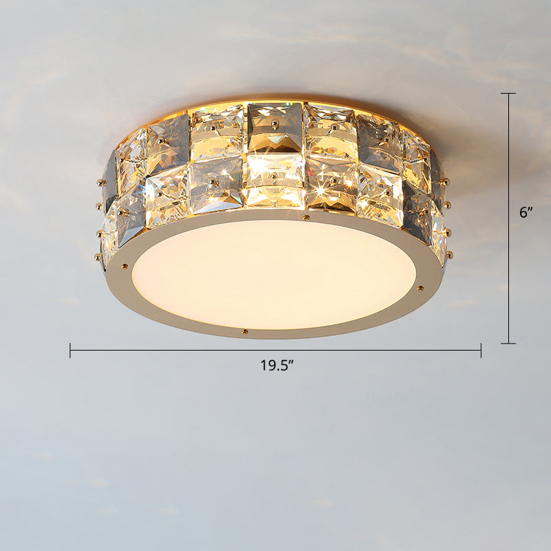 MinimalistCrystal Drum Ceiling Mount LED Light for Bedroom