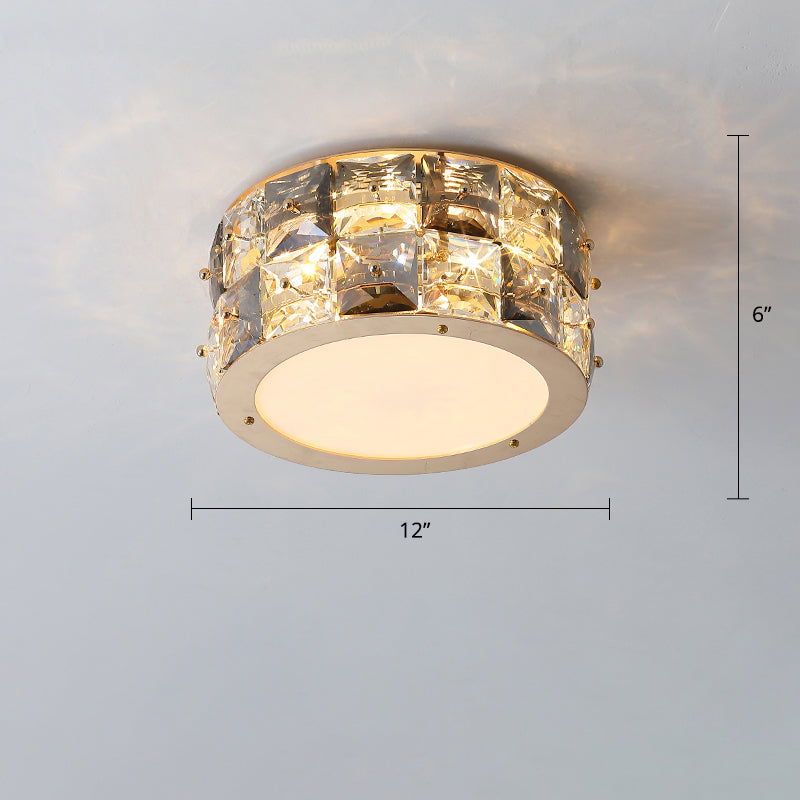 MinimalistCrystal Drum Ceiling Mount LED Light for Bedroom