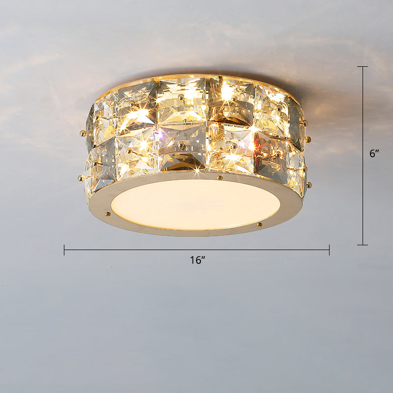 MinimalistCrystal Drum Ceiling Mount LED Light for Bedroom