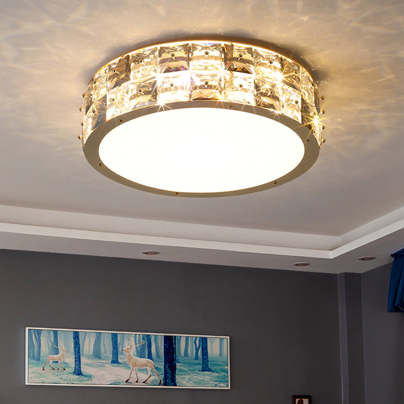 MinimalistCrystal Drum Ceiling Mount LED Light for Bedroom