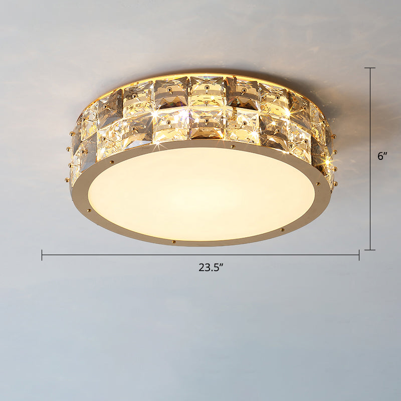 MinimalistCrystal Drum Ceiling Mount LED Light for Bedroom