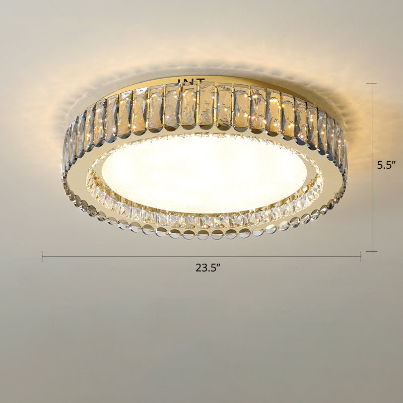 Minimalist Crystal Clear Geometric Flush Mount Ceiling Light for Bedroom