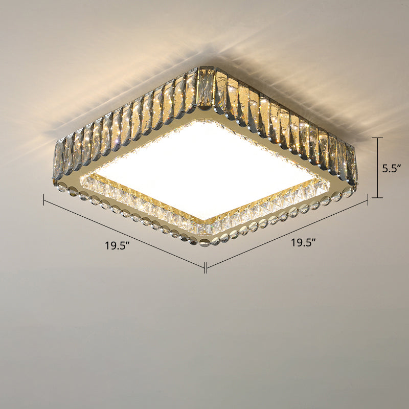 Minimalist Crystal Clear Geometric Flush Mount Ceiling Light for Bedroom