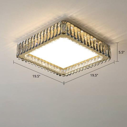 Minimalist Crystal Clear Geometric Flush Mount Ceiling Light for Bedroom