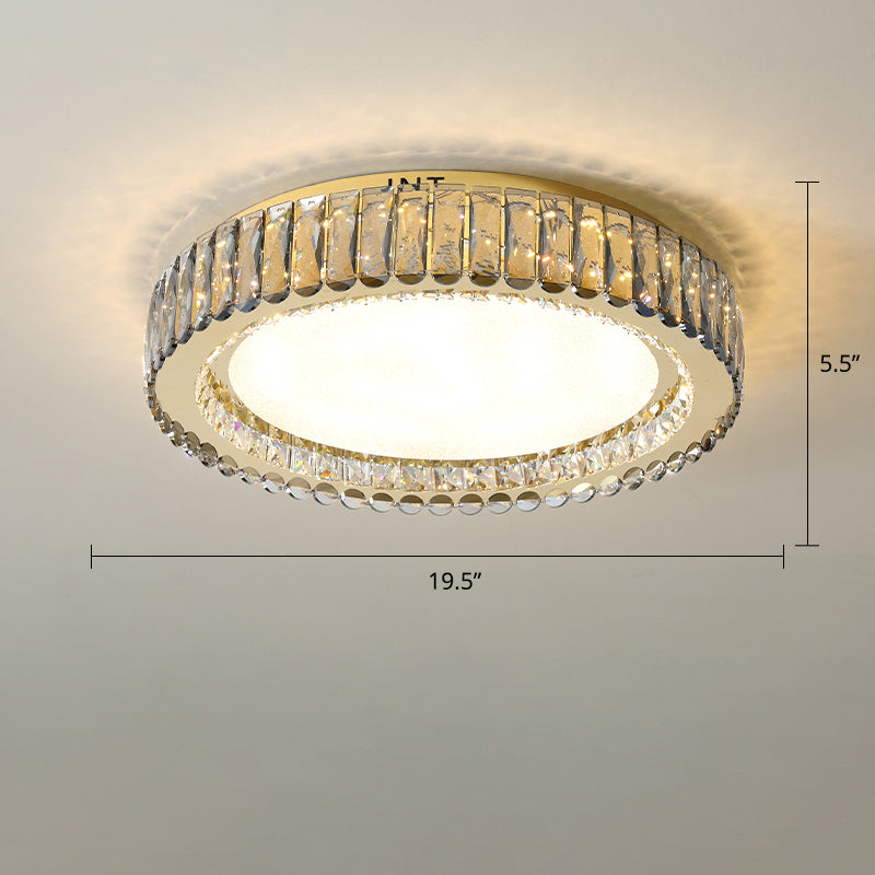 Minimalist Crystal Clear Geometric Flush Mount Ceiling Light for Bedroom