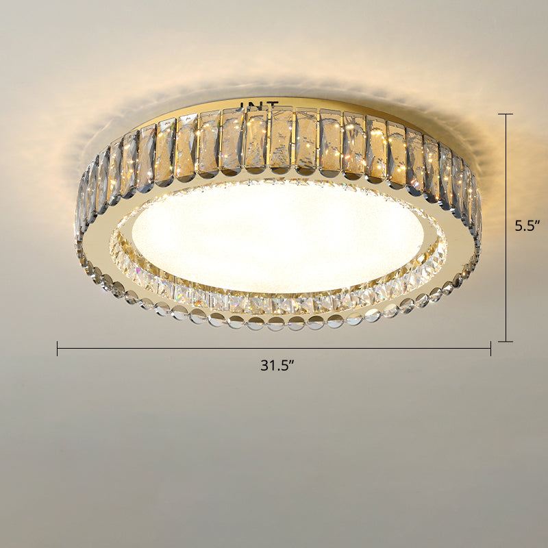 Minimalist Crystal Clear Geometric Flush Mount Ceiling Light for Bedroom