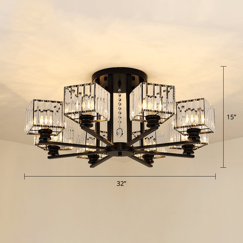 Contemporary Crystal Ceiling Lamp with Prismatic K9 Crystals
