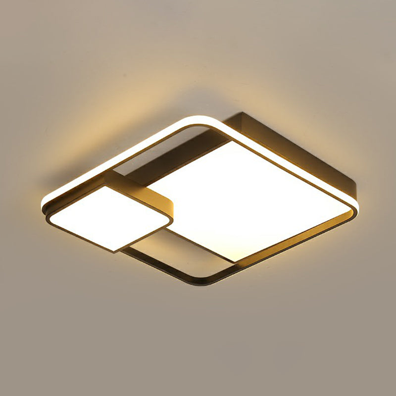 Black Square LED Ceiling Mount Light with Minimalist Acrylic Shade