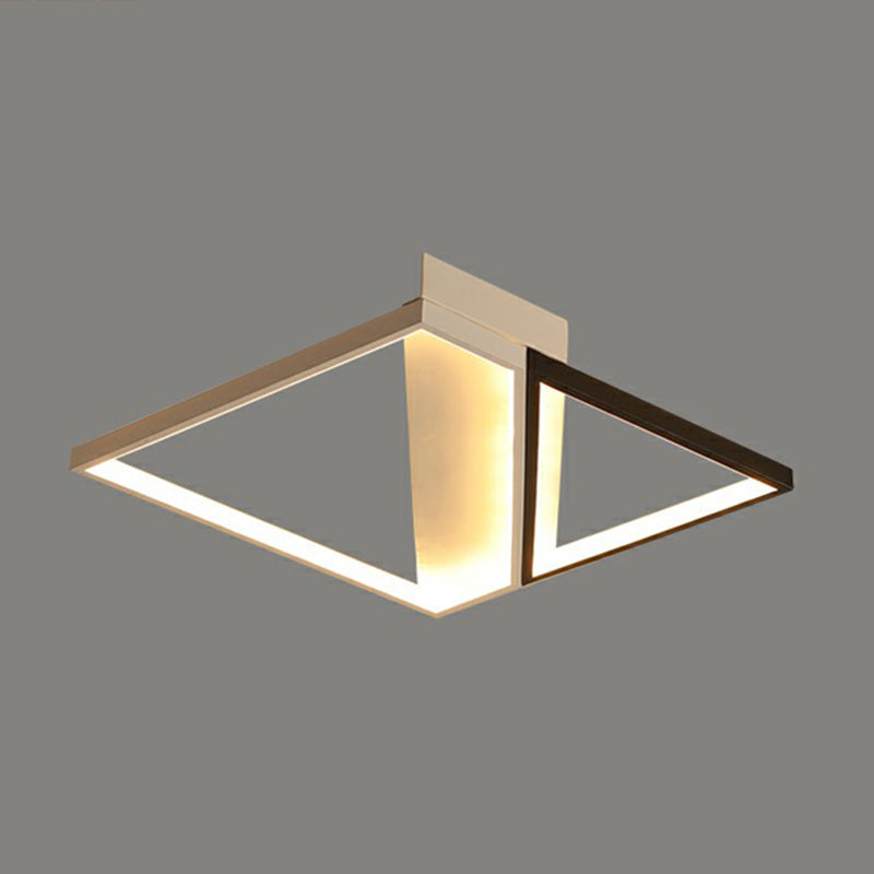Modern Acrylic LED Ceiling Light: Rectangle Lounge Flush Mount in Black & White