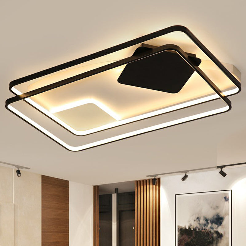 Black LED Flush Mount Ceiling Light for Modern Living Rooms