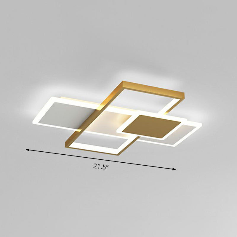 Modern Overlap Ceiling Light: Stylish Metal Flush Mount Fixture for Bedrooms