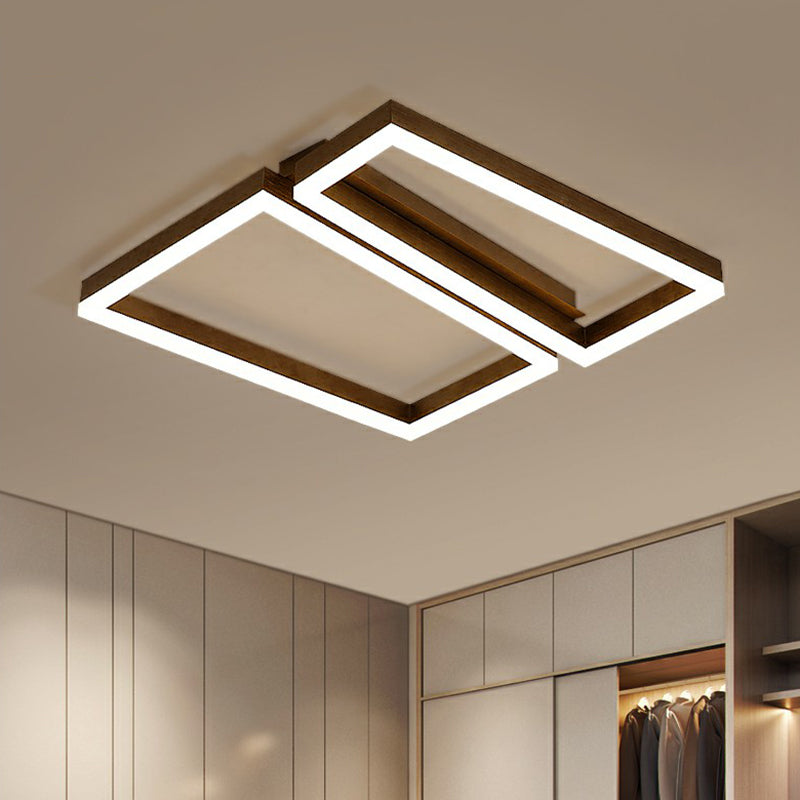 Sleek Metal LED Ceiling Light in Coffee Finish for Living Room