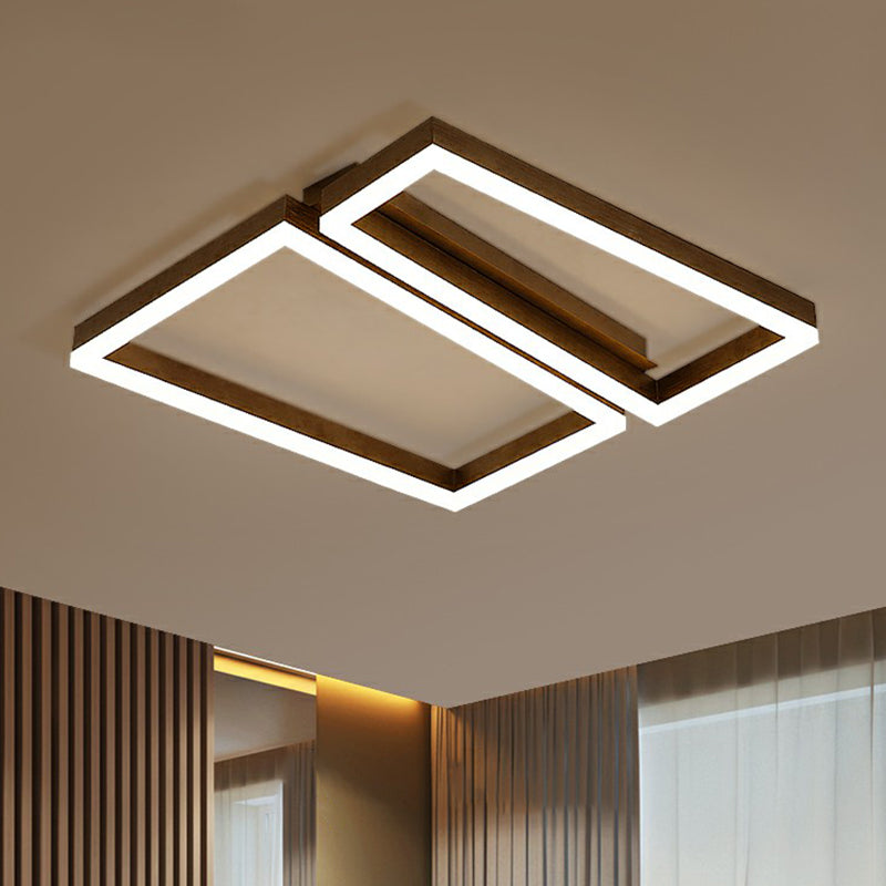 Sleek Metal LED Ceiling Light in Coffee Finish for Living Room