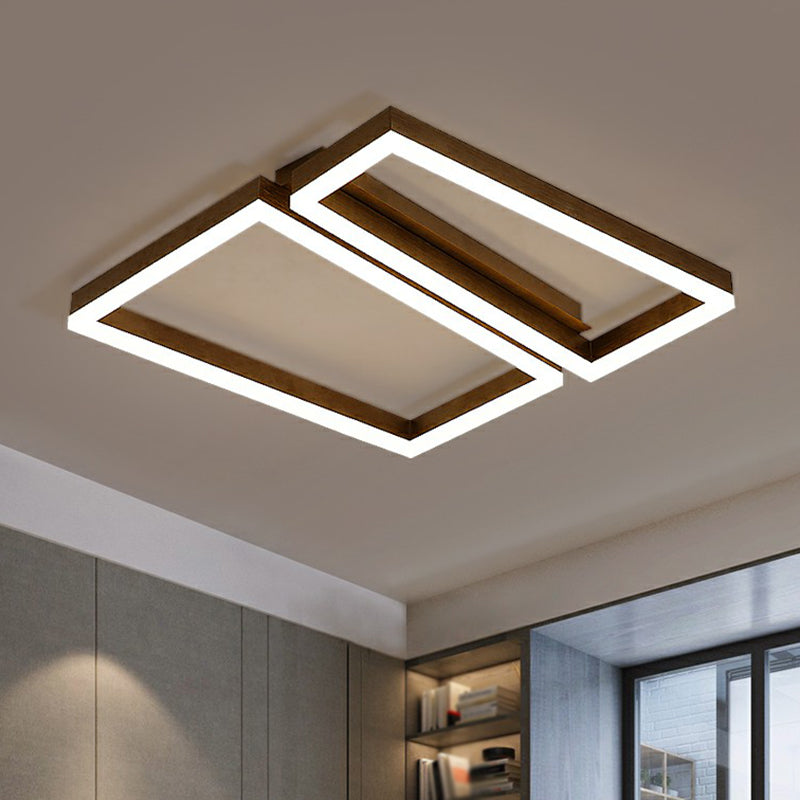 Sleek Metal LED Ceiling Light in Coffee Finish for Living Room