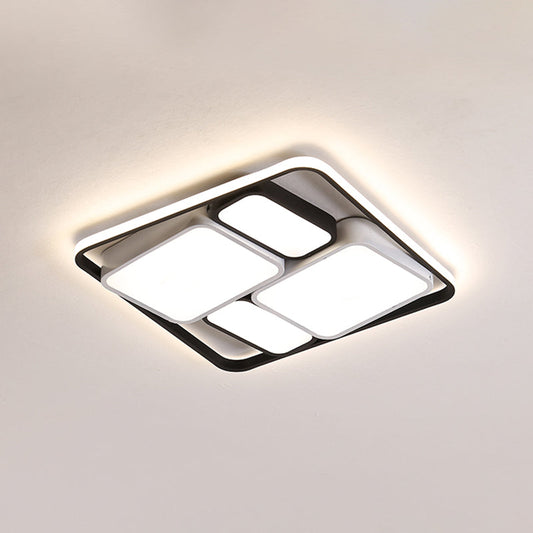 Modern Acrylic Black Flush-Mount Ceiling Light For Living Room / 19.5