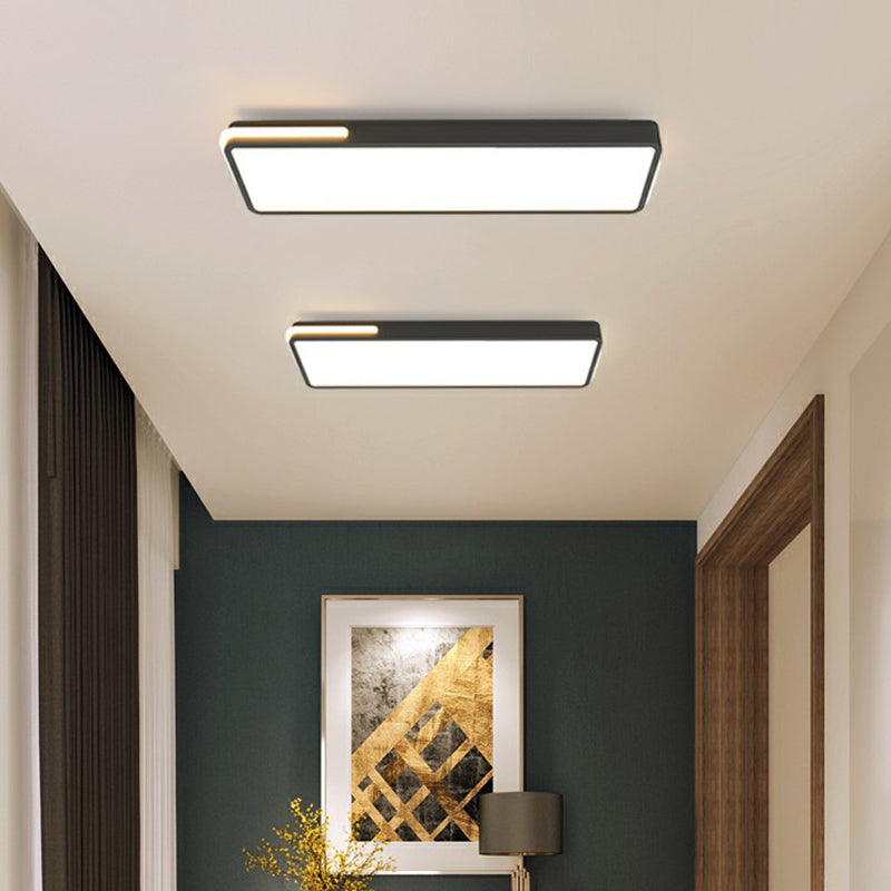 Minimalistic Rectangular LED Flush Mount Ceiling Light in Black for Corridors
