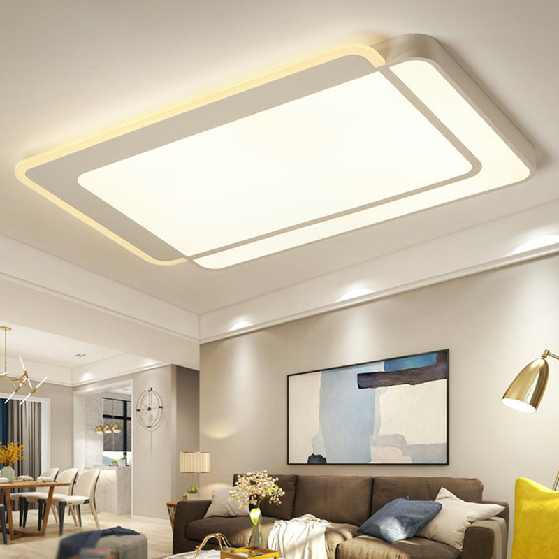 Plafonnier LED blanc minimaliste à encastrer avec diffuseur en acrylique