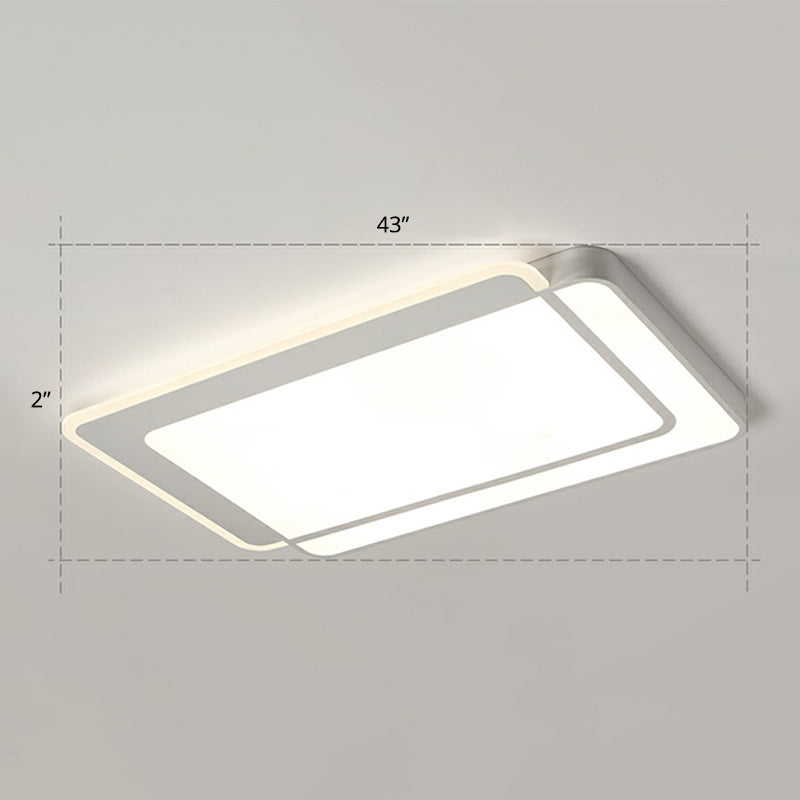 Plafonnier LED blanc minimaliste à encastrer avec diffuseur en acrylique