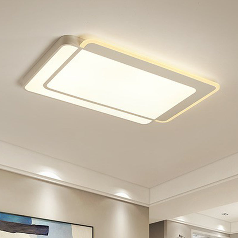 Plafonnier LED blanc minimaliste à encastrer avec diffuseur en acrylique