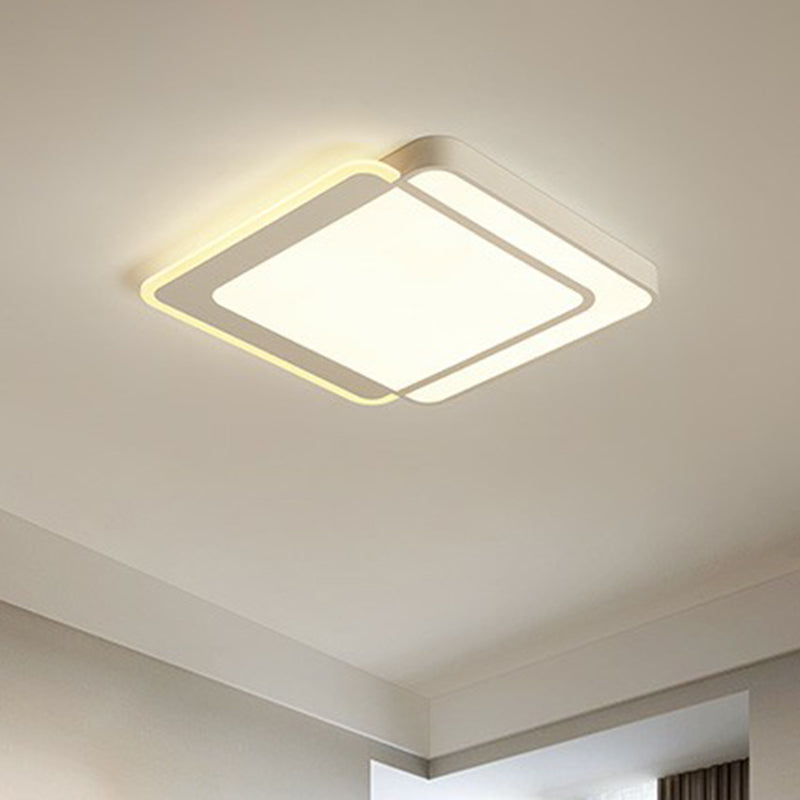 Plafonnier LED blanc minimaliste à encastrer avec diffuseur en acrylique