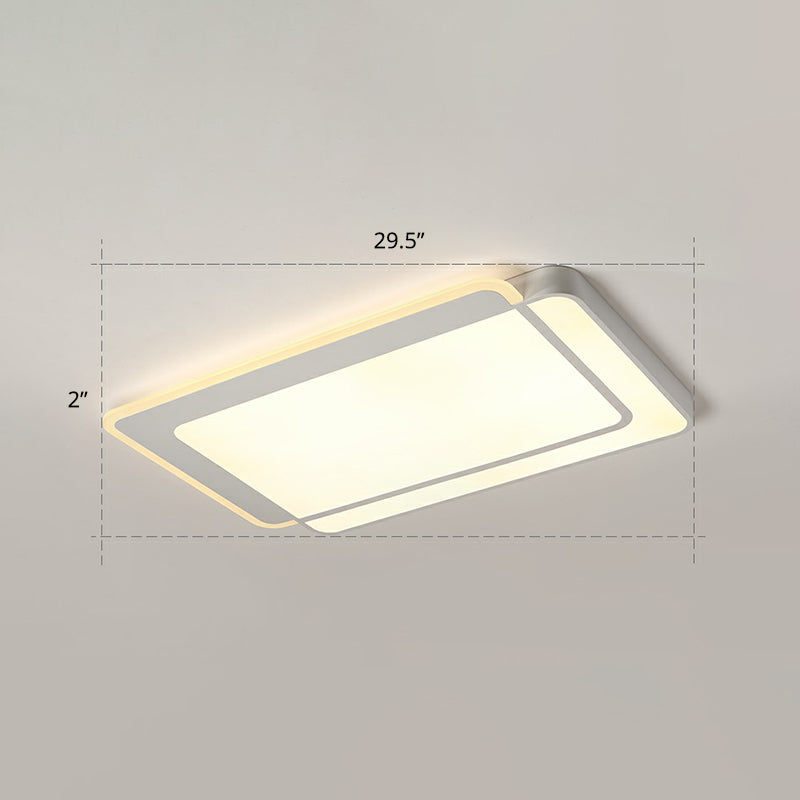 Plafonnier LED blanc minimaliste à encastrer avec diffuseur en acrylique