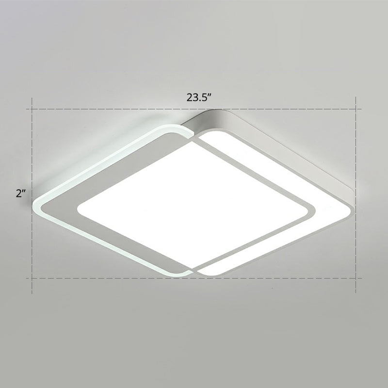 Plafonnier LED blanc minimaliste à encastrer avec diffuseur en acrylique