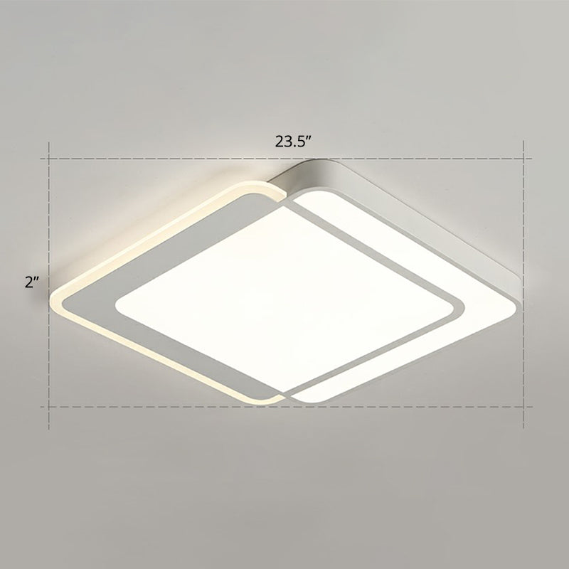 Plafonnier LED blanc minimaliste à encastrer avec diffuseur en acrylique