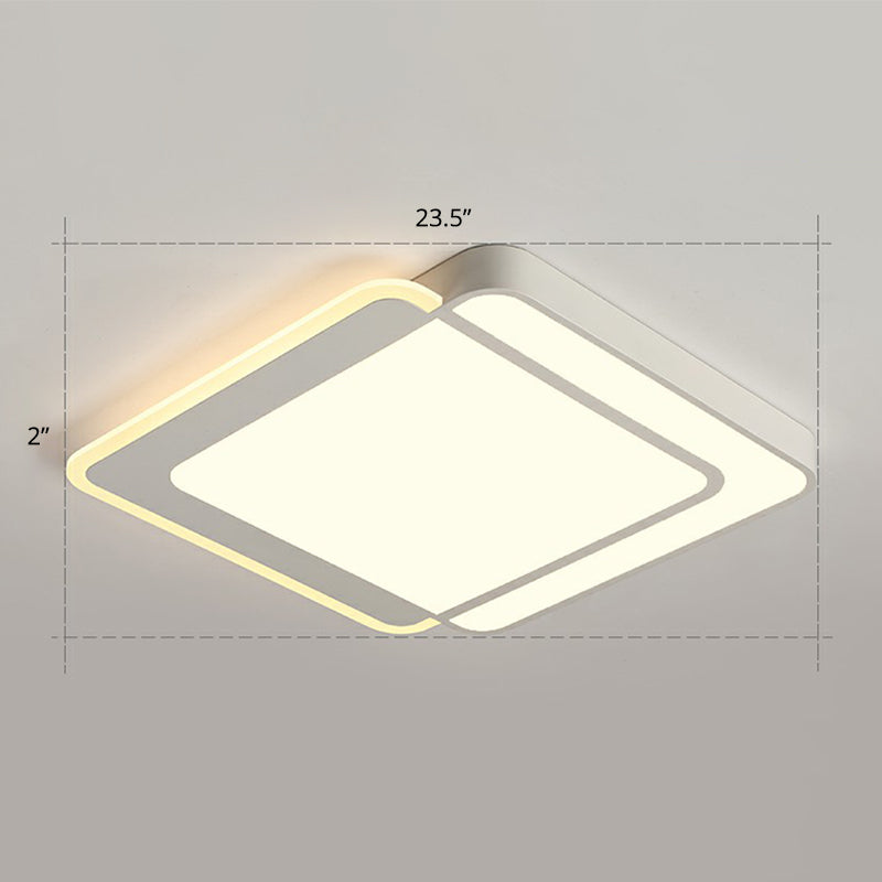 Plafonnier LED blanc minimaliste à encastrer avec diffuseur en acrylique