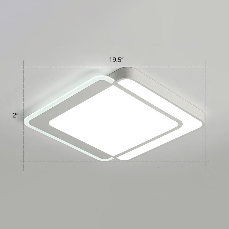 Plafonnier LED blanc minimaliste à encastrer avec diffuseur en acrylique
