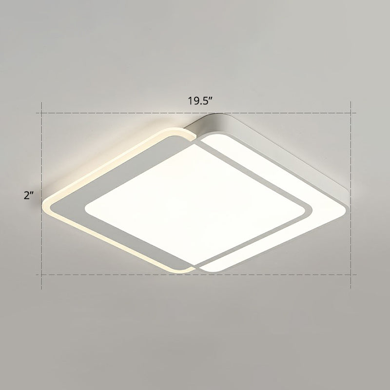 Plafonnier LED blanc minimaliste à encastrer avec diffuseur en acrylique