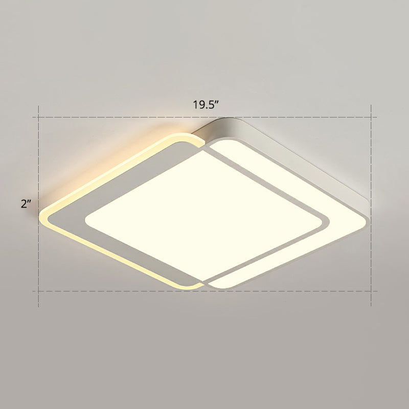 Plafonnier LED blanc minimaliste à encastrer avec diffuseur en acrylique