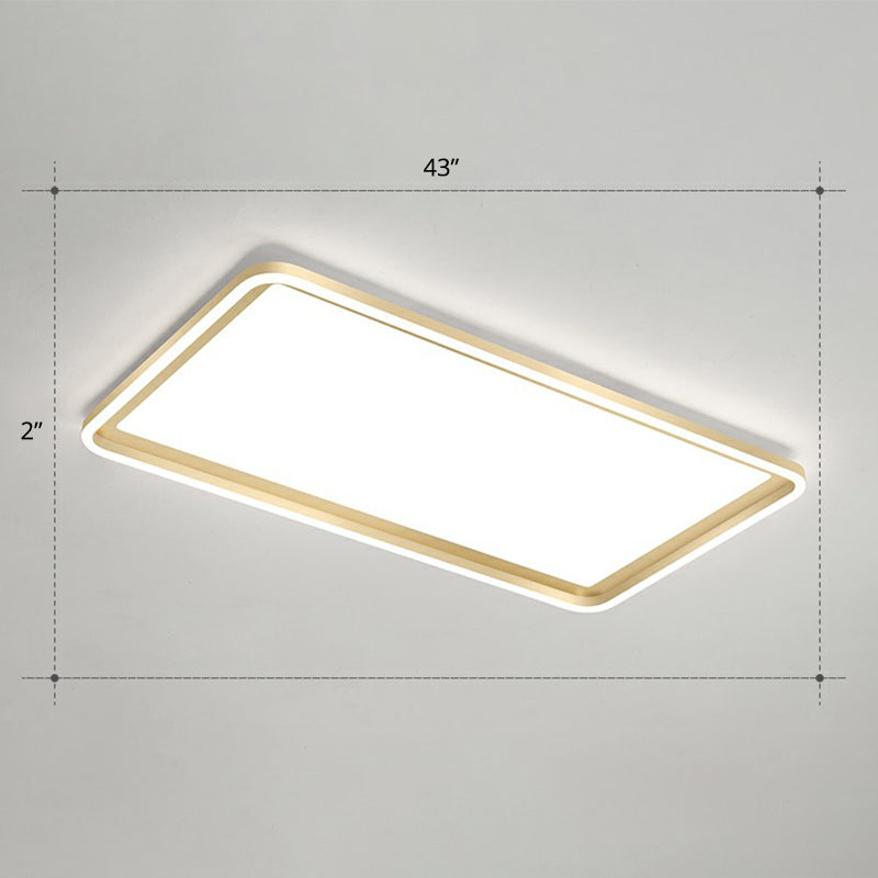 Gold Acrylic LED Flush Mount Ceiling Light for Minimalistic Rectangle Sitting Room