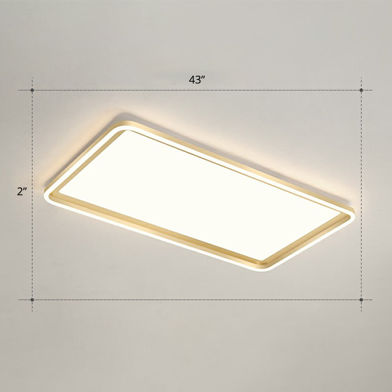 Gold Acrylic LED Flush Mount Ceiling Light for Minimalistic Rectangle Sitting Room