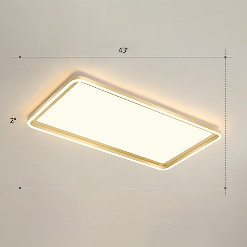 Gold Acrylic LED Flush Mount Ceiling Light for Minimalistic Rectangle Sitting Room