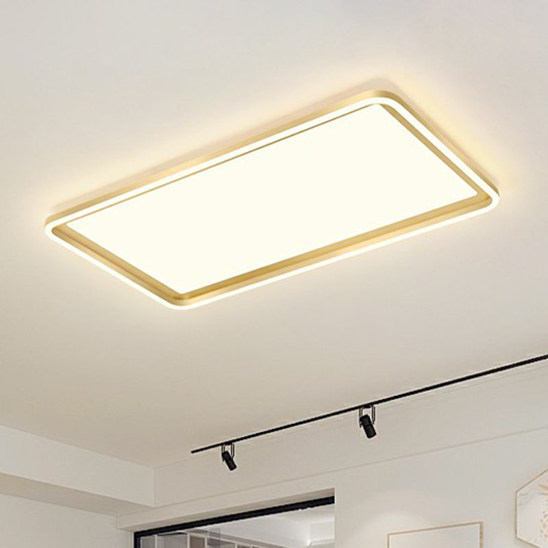 Gold Acrylic LED Flush Mount Ceiling Light for Minimalistic Rectangle Sitting Room