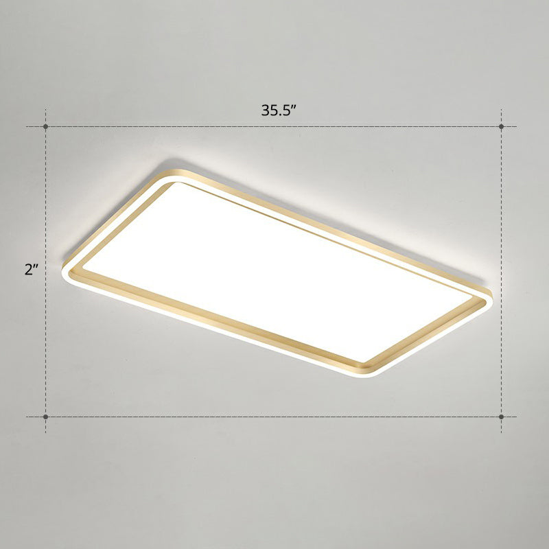 Gold Acrylic LED Flush Mount Ceiling Light for Minimalistic Rectangle Sitting Room