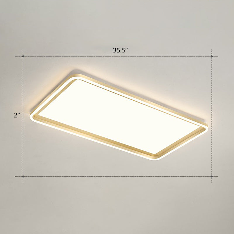 Gold Acrylic LED Flush Mount Ceiling Light for Minimalistic Rectangle Sitting Room