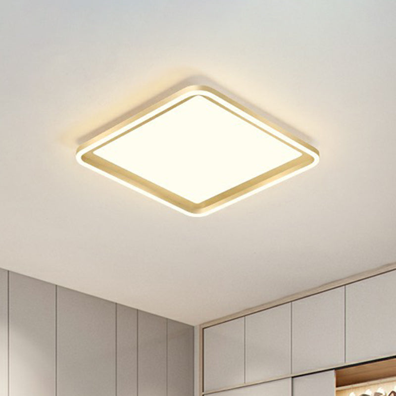 Gold Acrylic LED Flush Mount Ceiling Light for Minimalistic Rectangle Sitting Room