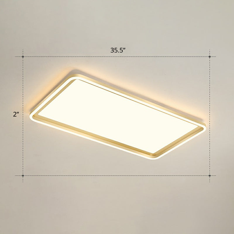 Gold Acrylic LED Flush Mount Ceiling Light for Minimalistic Rectangle Sitting Room