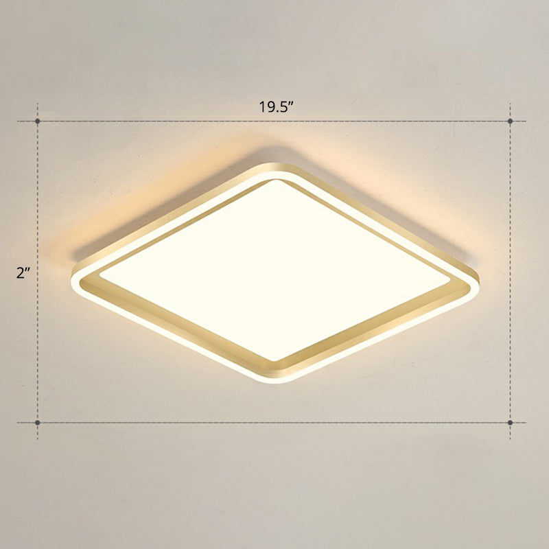 Gold Acrylic LED Flush Mount Ceiling Light for Minimalistic Rectangle Sitting Room