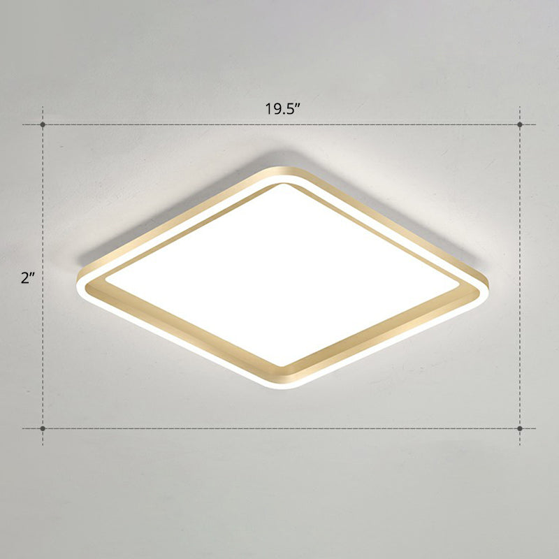 Gold Acrylic LED Flush Mount Ceiling Light for Minimalistic Rectangle Sitting Room