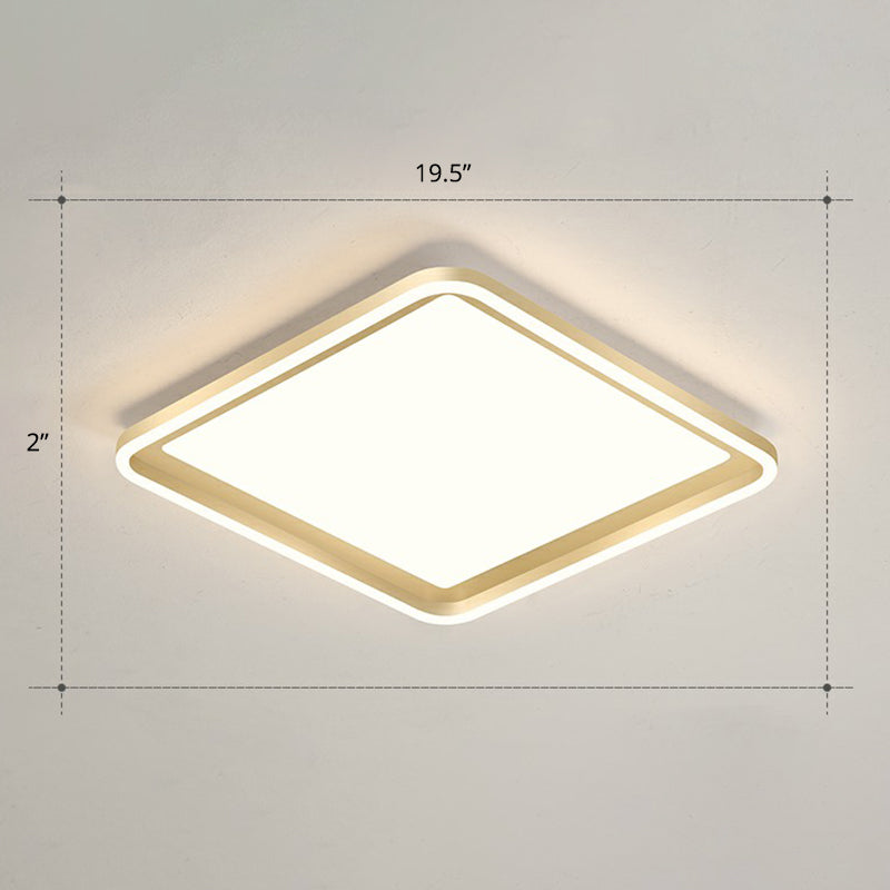 Gold Acrylic LED Flush Mount Ceiling Light for Minimalistic Rectangle Sitting Room