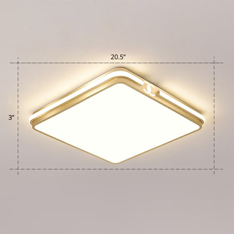 Contemporary Gold Finish LED Flush Mount Ceiling Light - Acrylic Rectangle Design