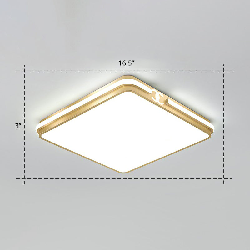 Contemporary Gold Finish LED Flush Mount Ceiling Light - Acrylic Rectangle Design
