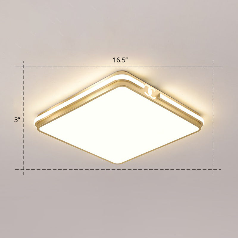 Contemporary Gold Finish LED Flush Mount Ceiling Light - Acrylic Rectangle Design