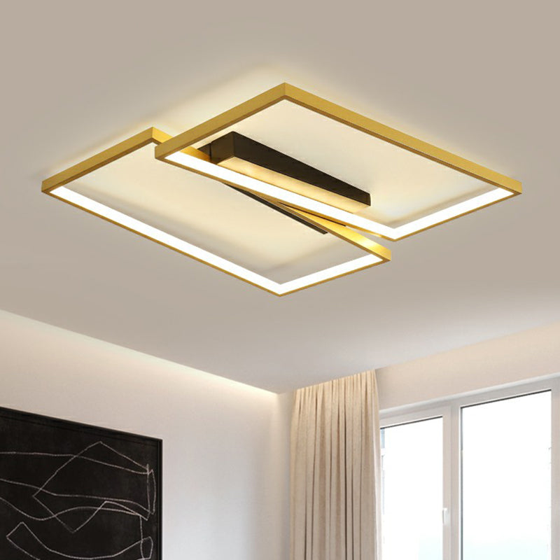 Gold Finish Ceiling Light Fixture: Simplicity Metal LED Flush Mount for Bedroom