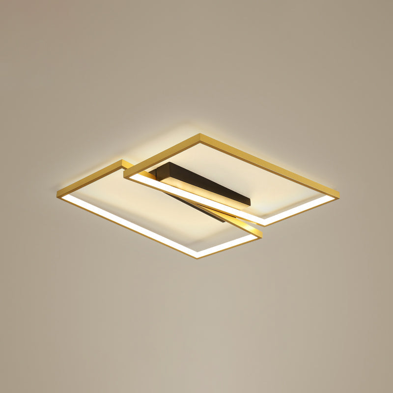 Gold Finish Ceiling Light Fixture: Simplicity Metal LED Flush Mount for Bedroom