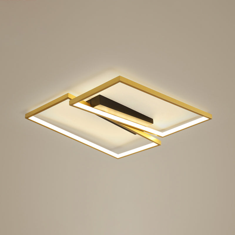 Gold Finish Ceiling Light Fixture: Simplicity Metal LED Flush Mount for Bedroom