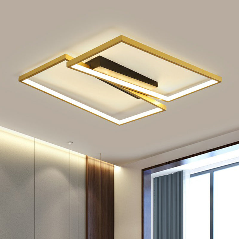 Gold Finish Ceiling Light Fixture: Simplicity Metal LED Flush Mount for Bedroom